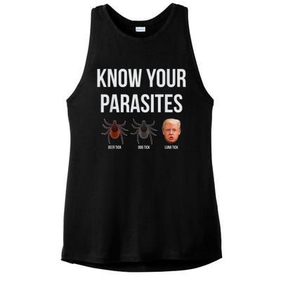 Know Your Parasites Dump President Trump Parasite Lunatic Ladies PosiCharge Tri-Blend Wicking Tank