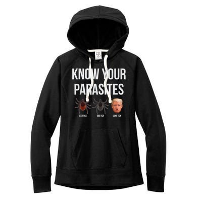 Know Your Parasites Dump President Trump Parasite Lunatic Women's Fleece Hoodie