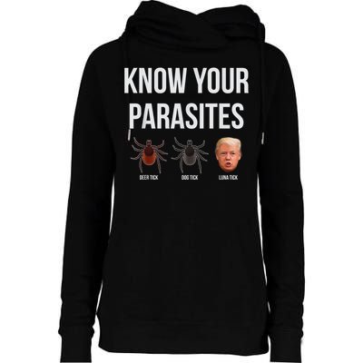 Know Your Parasites Dump President Trump Parasite Lunatic Womens Funnel Neck Pullover Hood