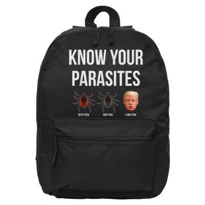 Know Your Parasites Dump President Trump Parasite Lunatic 16 in Basic Backpack