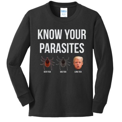 Know Your Parasites Dump President Trump Parasite Lunatic Kids Long Sleeve Shirt