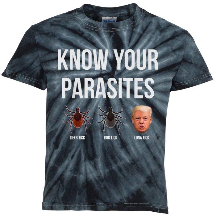 Know Your Parasites Dump President Trump Parasite Lunatic Kids Tie-Dye T-Shirt