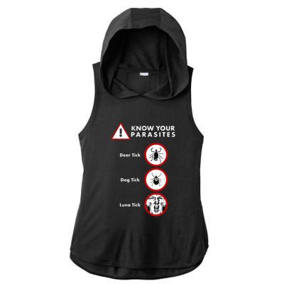 Know Your Parasites Funny Anti Trump And Ticks Ladies PosiCharge Tri-Blend Wicking Draft Hoodie Tank