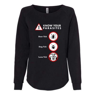 Know Your Parasites Funny Anti Trump And Ticks Womens California Wash Sweatshirt