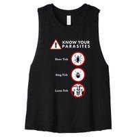 Know Your Parasites Funny Anti Trump And Ticks Women's Racerback Cropped Tank