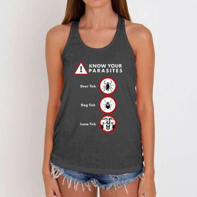 Know Your Parasites Funny Anti Trump And Ticks Women's Knotted Racerback Tank