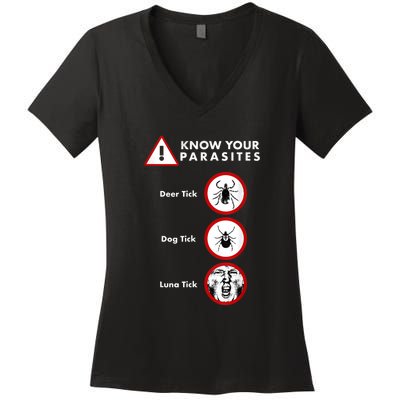 Know Your Parasites Funny Anti Trump And Ticks Women's V-Neck T-Shirt