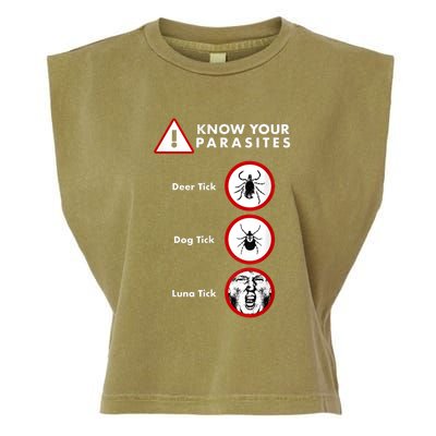 Know Your Parasites Funny Anti Trump And Ticks Garment-Dyed Women's Muscle Tee