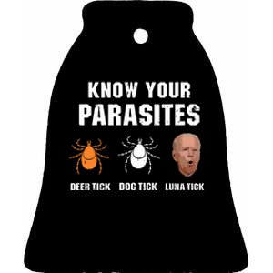 Know Your Parasites Anti Joe Biden Ceramic Bell Ornament