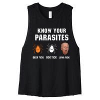 Know Your Parasites Anti Joe Biden Women's Racerback Cropped Tank