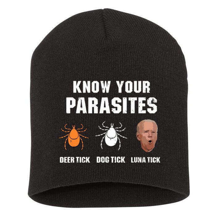 Know Your Parasites Anti Joe Biden Short Acrylic Beanie