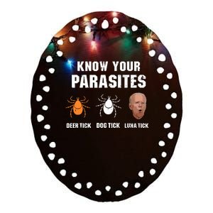 Know Your Parasites Anti Joe Biden Ceramic Oval Ornament