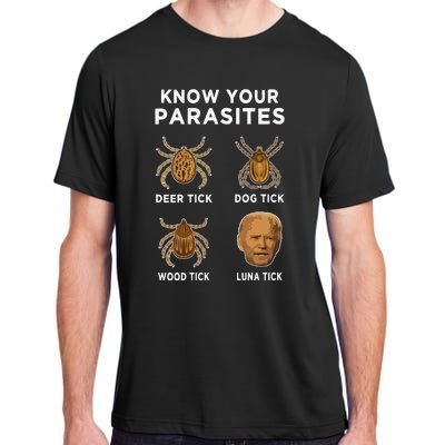 Know Your Parasites Funny Anti Joe Biden On Back Adult ChromaSoft Performance T-Shirt