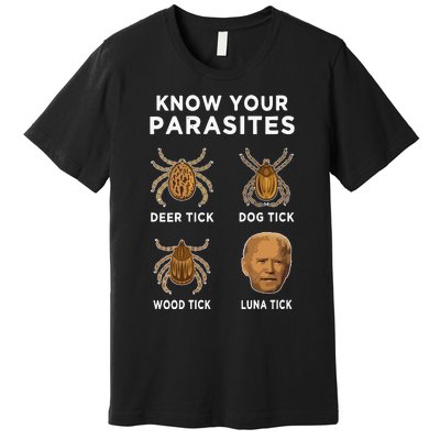 Know Your Parasites Funny Anti Joe Biden On Back Premium T-Shirt