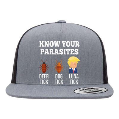 Know Your Parasites Antitrump Funny Luna Tick Resist Flat Bill Trucker Hat