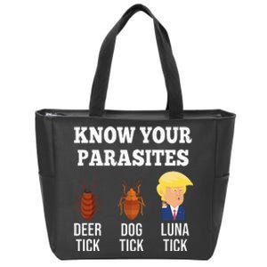 Know Your Parasites Antitrump Funny Luna Tick Resist Zip Tote Bag