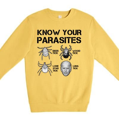 Know Your Parasites Anti Joe Biden Funny Premium Crewneck Sweatshirt