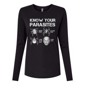 Know Your Parasites Anti Joe Biden Funny Womens Cotton Relaxed Long Sleeve T-Shirt