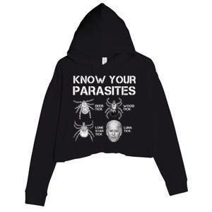 Know Your Parasites Anti Joe Biden Funny Crop Fleece Hoodie