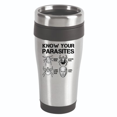 Know Your Parasites Anti Joe Biden Funny 16oz Travel Tumbler