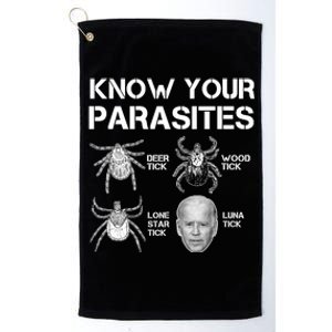 Know Your Parasites Anti Joe Biden Funny Platinum Collection Golf Towel