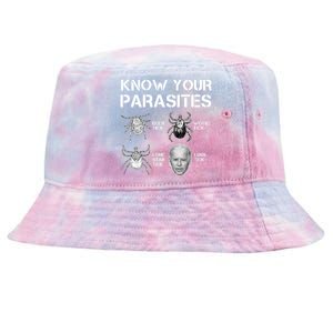 Know Your Parasites Anti Joe Biden Funny Tie-Dyed Bucket Hat