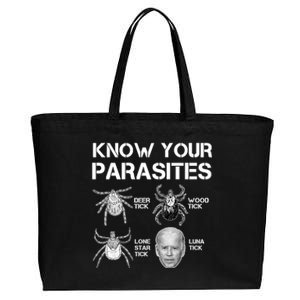 Know Your Parasites Anti Joe Biden Funny Cotton Canvas Jumbo Tote