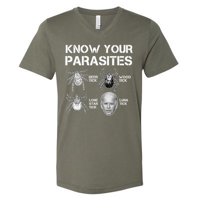 Know Your Parasites Anti Joe Biden Funny V-Neck T-Shirt