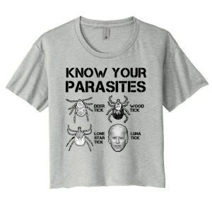 Know Your Parasites Anti Joe Biden Funny Women's Crop Top Tee