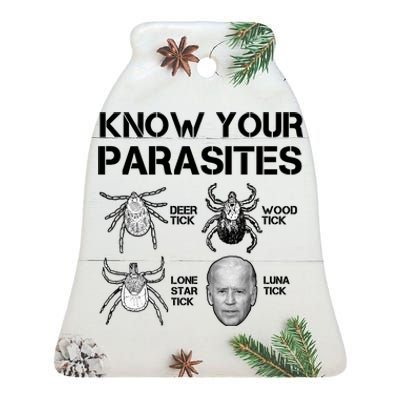 Know Your Parasites Anti Joe Biden Funny Ceramic Bell Ornament