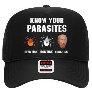 Know Your Parasites Anti Joe Biden High Crown Mesh Back Trucker Hat