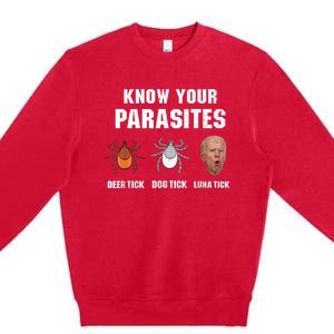 Know Your Parasites Anti Joe Biden Premium Crewneck Sweatshirt