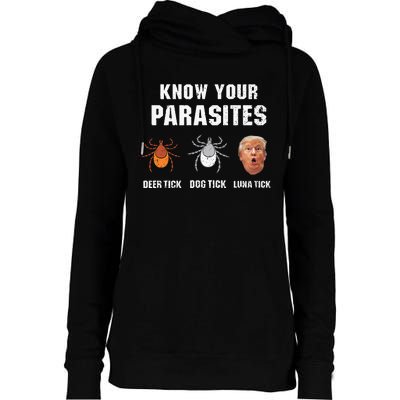 Know Your Parasites Funny Anti Trump Womens Funnel Neck Pullover Hood