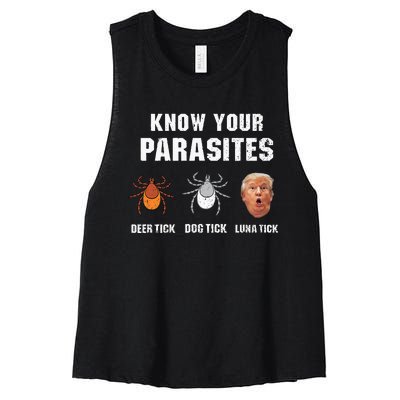 Know Your Parasites Funny Anti Trump Women's Racerback Cropped Tank