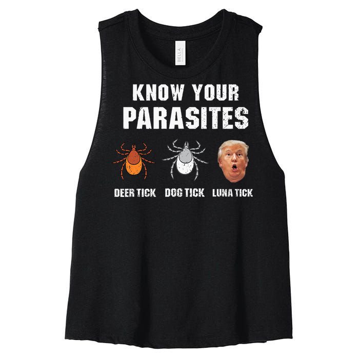 Know Your Parasites Funny Anti Trump Women's Racerback Cropped Tank