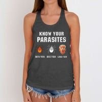 Know Your Parasites Funny Anti Trump Women's Knotted Racerback Tank