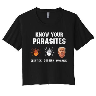 Know Your Parasites Funny Anti Trump Women's Crop Top Tee