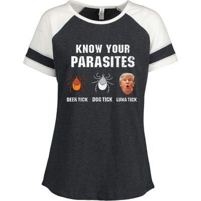 Know Your Parasites Funny Anti Trump Enza Ladies Jersey Colorblock Tee