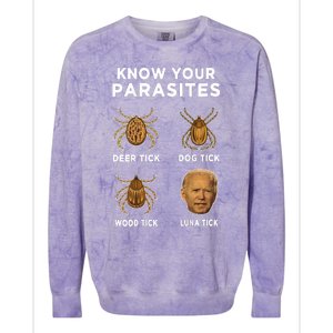 Know Your Parasites Funny Anti Joe Biden Colorblast Crewneck Sweatshirt