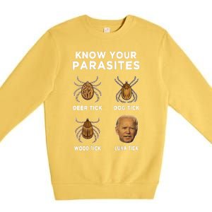 Know Your Parasites Funny Anti Joe Biden Premium Crewneck Sweatshirt