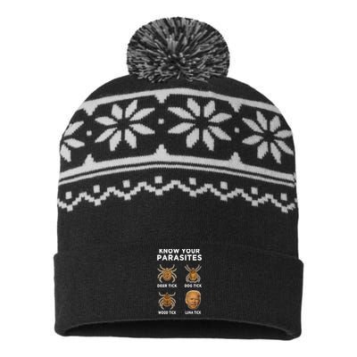 Know Your Parasites Funny Anti Joe Biden USA-Made Snowflake Beanie