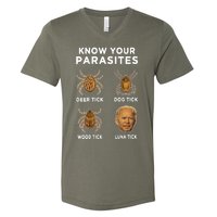 Know Your Parasites Funny Anti Joe Biden V-Neck T-Shirt