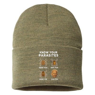 Know Your Parasites Funny Anti Joe Biden Sustainable Knit Beanie