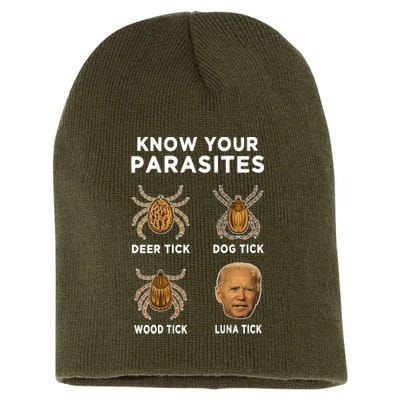 Know Your Parasites Funny Anti Joe Biden Short Acrylic Beanie