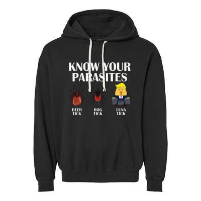 Know Your Parasites Anti Trump Democrat Vote Kamala Garment-Dyed Fleece Hoodie