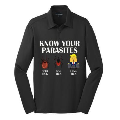 Know Your Parasites Anti Trump Democrat Vote Kamala Silk Touch Performance Long Sleeve Polo