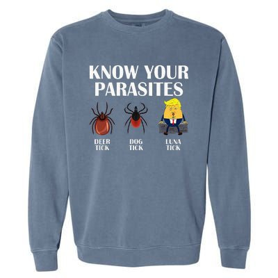 Know Your Parasites Anti Trump Democrat Vote Kamala Garment-Dyed Sweatshirt