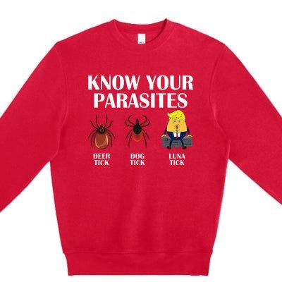 Know Your Parasites Anti Trump Democrat Vote Kamala Premium Crewneck Sweatshirt