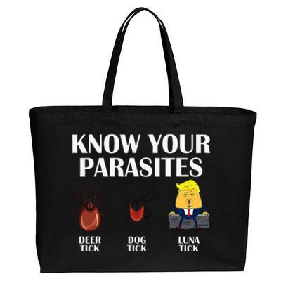 Know Your Parasites Anti Trump Democrat Vote Kamala Cotton Canvas Jumbo Tote