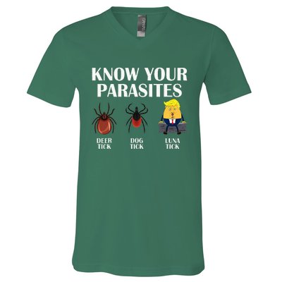 Know Your Parasites Anti Trump Democrat Vote Kamala V-Neck T-Shirt